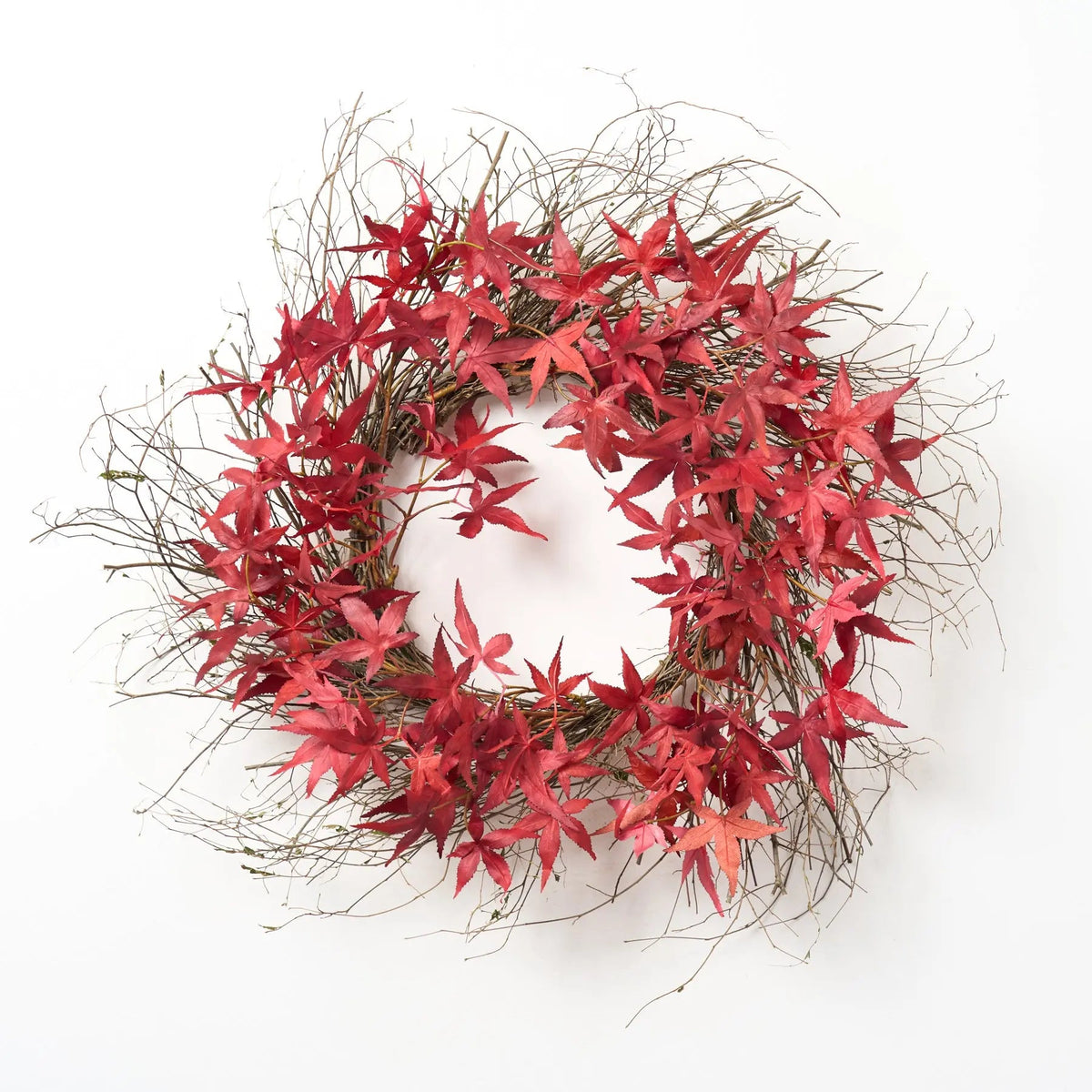 Red Japanese Maple Leaf Classic Fall Wreath Front Door Autumn Decor