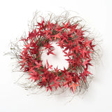 Red Japanese Maple Leaf Classic Fall Wreath Front Door Autumn Decor