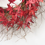 Red Japanese Maple Leaf Classic Fall Wreath Front Door Autumn Decor