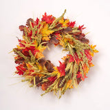 Fall Medley - Red Orange Maple Leaf, Brown Oak Leaf, Green Cluster Berry & Wheat Grass Fall Front Door Wreath