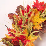 Fall Medley - Red Orange Maple Leaf, Brown Oak Leaf, Green Cluster Berry & Wheat Grass Fall Front Door Wreath