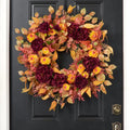 October Afterglow - Wine Peony, Yellow Burgundy Ranunculus, Terracotta & Pink Seed Eucalyptus Fall Front Door Wreath