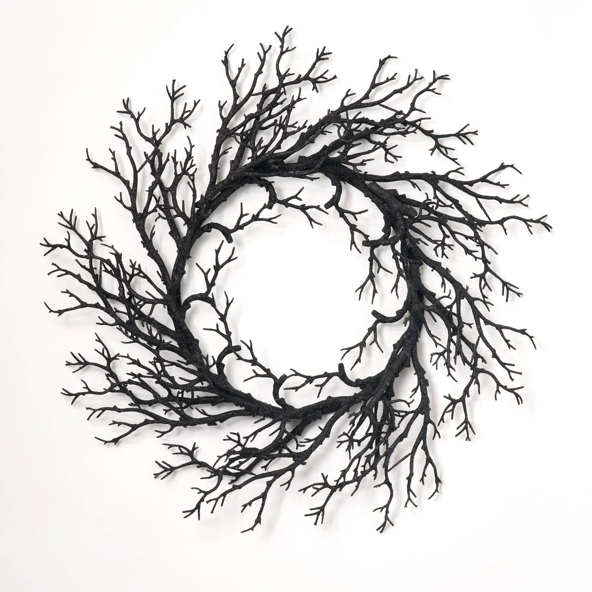 Black Glitter Twig Branch Halloween Fall Front Door Wreath - 28"