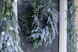 Norfolk Collection - Real Touch Snow Flocked Norfolk Pine Christmas Holiday Front Door Garland Table Runner