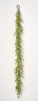 Cream White Berry & Boxwood Cedar Greenery Winter Berry Holiday Christmas Table Runner Mantle Garland
