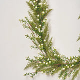 Cream White Berry & Boxwood Cedar Greenery Winter Berry Holiday Christmas Table Runner Mantle Garland