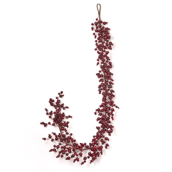 Waterproof Dark Burgundy Red Ridge Berry Christmas Holiday Mantle Garland Table Runner