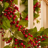 Real Touch Salal Leaf & Red Mixed Crabapple Berry Outdoor UV Treated Holiday Christmas Garland Table Runner