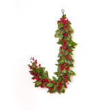 Real Touch Salal Leaf & Red Mixed Crabapple Berry Outdoor UV Treated Holiday Christmas Garland Table Runner