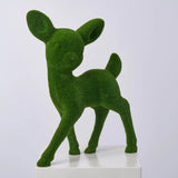 Green Bristled Moss Retro Kitch Deer Large Figurine Statue Holiday Christmas Decor