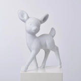 Winter White Bristled Moss Retro Kitch Deer Large Figurine Statue Holiday Christmas Decor