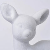 Winter White Bristled Moss Retro Kitch Deer Large Figurine Statue Holiday Christmas Decor