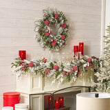 Holiday Frost - Snow Covered Magnolia, Eucalyptus, & Berry Pine Cone Winter Holiday Front Door Christmas Wreath