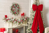 Holiday Frost - Snow Covered Magnolia, Eucalyptus, & Berry Pine Cone Winter Holiday Front Door Christmas Wreath