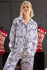 Holly Jolly Flannel Pajama - Blue