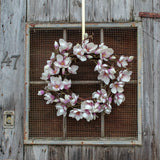 Real Touch Japanese Cream & Lavender Magnolia Flower Everyday Spring Wreath