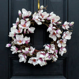 Real Touch Japanese Cream & Lavender Magnolia Flower Everyday Spring Wreath