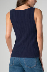 SLEEVELESS BOAT NECK RIB KNIT TOP