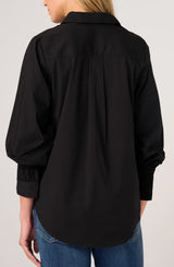 ADJUSTABLE SLEEVE BUTTON FRONT WOVEN TOP