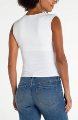 SLEEVELESS BUILT-IN BRA KNIT TOP