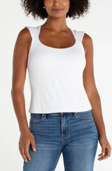 SLEEVELESS BUILT-IN BRA KNIT TOP