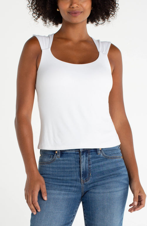 SLEEVELESS BUILT-IN BRA KNIT TOP