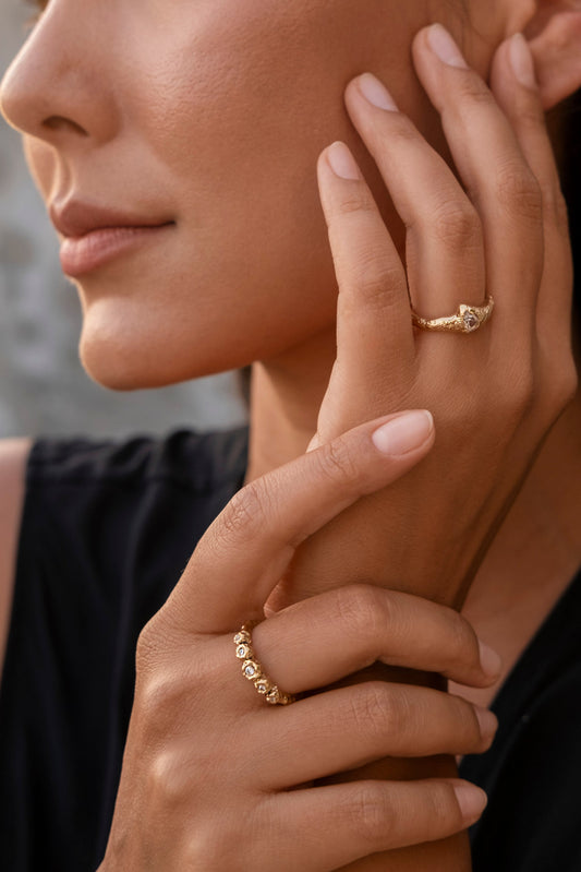 Sierra Hammered Ring With White Topaz
