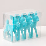 Aqua Blue Velveteen Retro Deer Holiday Christmas Ornaments - Box of 4