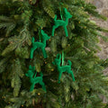 Green Velveteen Retro Deer Holiday Christmas Ornaments - Box of 4