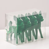 Green Velveteen Retro Deer Holiday Christmas Ornaments - Box of 4