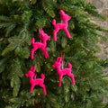 Hot Pink Velveteen Retro Deer Holiday Christmas Ornaments - Box of 4