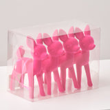 Hot Pink Velveteen Retro Deer Holiday Christmas Ornaments - Box of 4