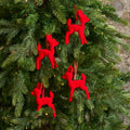 Christmas Red Velveteen Retro Deer Holiday Christmas Ornaments - Box of 4