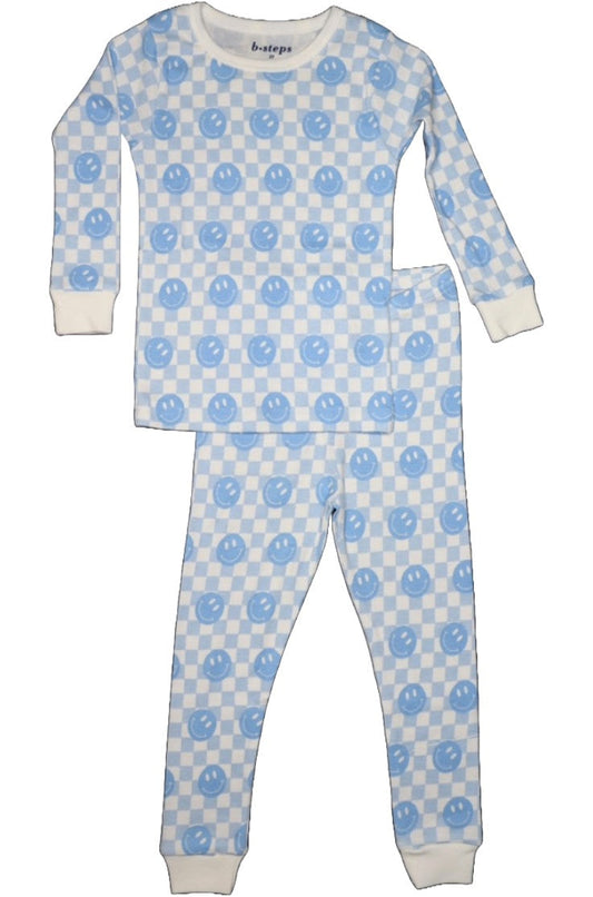 Kids Pajamas - Blue Checkered Smile