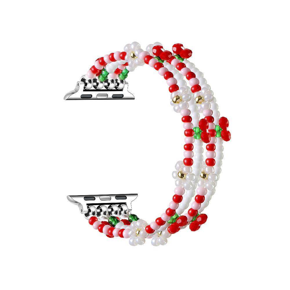 Cherry Beaded Band for Apple Watch
