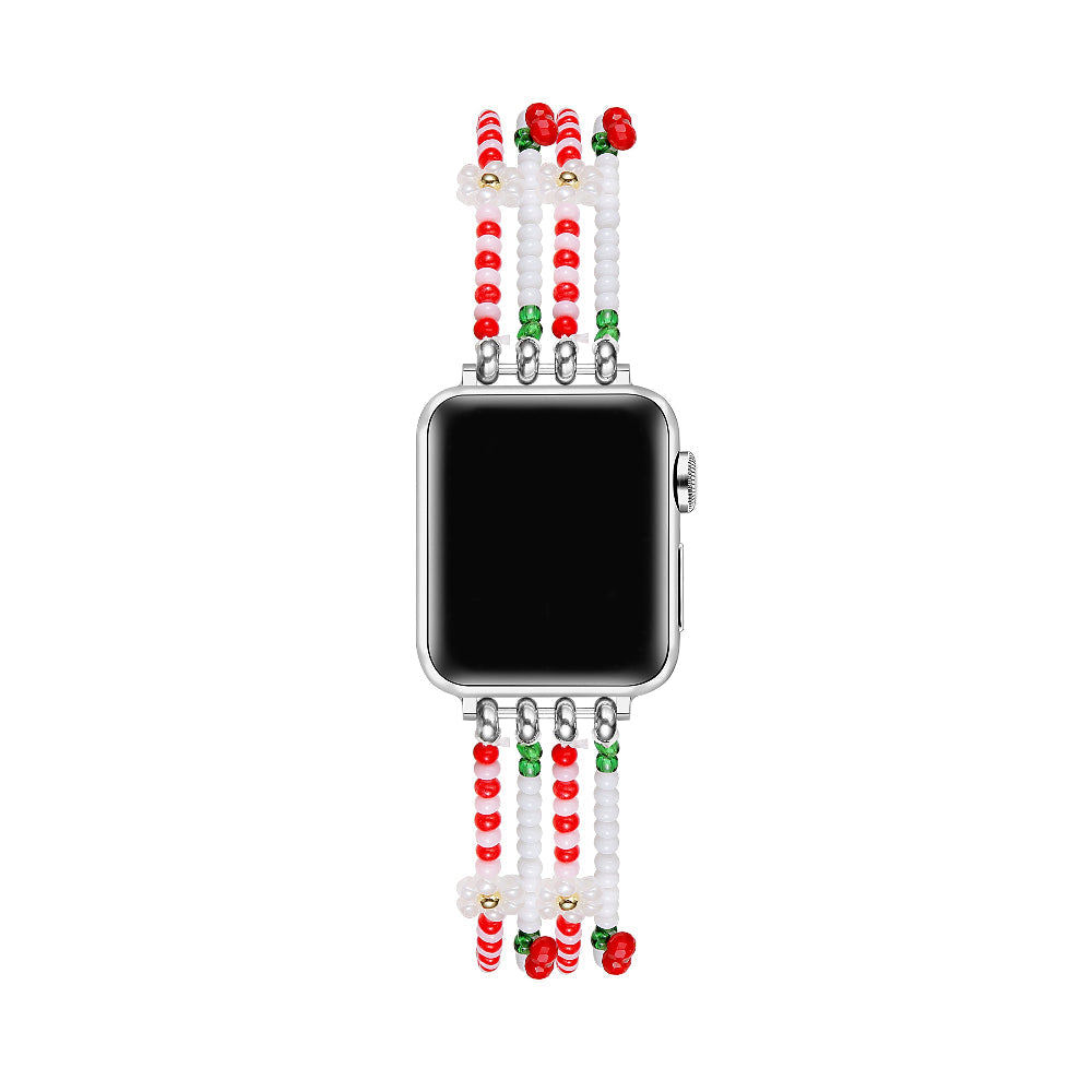 Cherry Beaded Band for Apple Watch