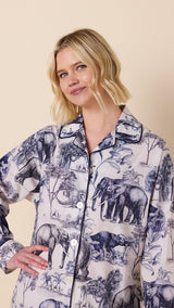 Safari Toile Luxe Pima Cotton Pajama - Blue