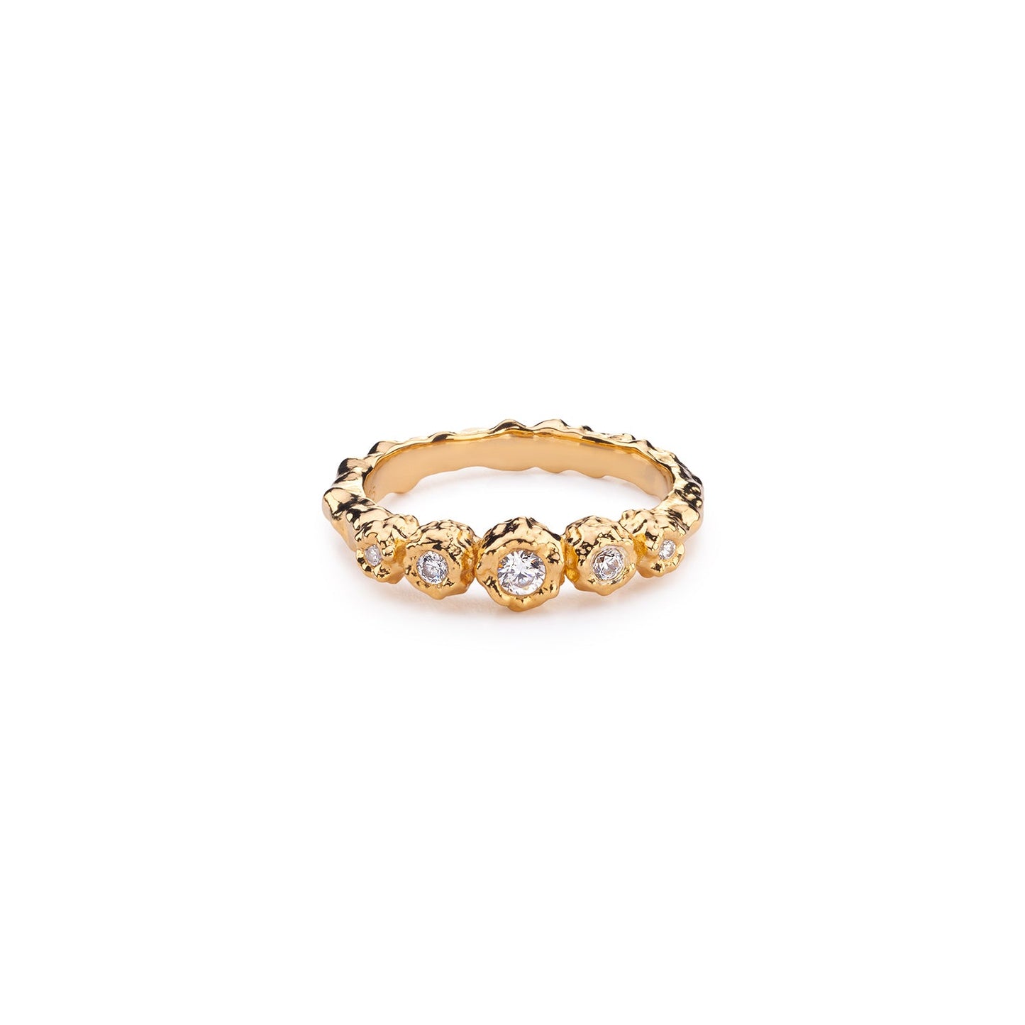 Sierra Hammered Ring With White Topaz