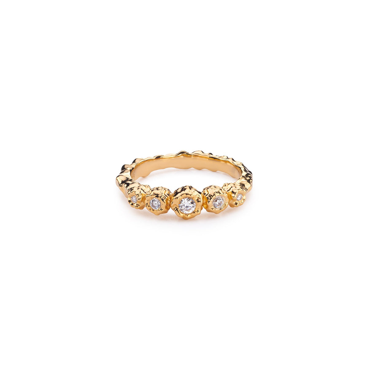 Sierra Hammered Ring With White Topaz