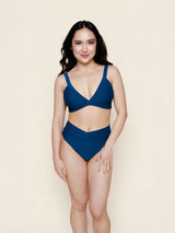 High Hip Crossover Bottoms in Navy Waffle