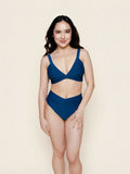 Banded Triangle Top in Navy Waffle