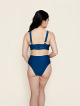 Banded Triangle Top in Navy Waffle