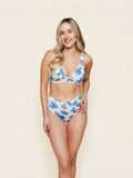 Banded Triangle Top in Blue Floral