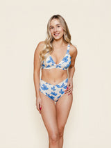 Banded Triangle Top in Blue Floral