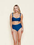 Ruffle Top in Navy Waffle