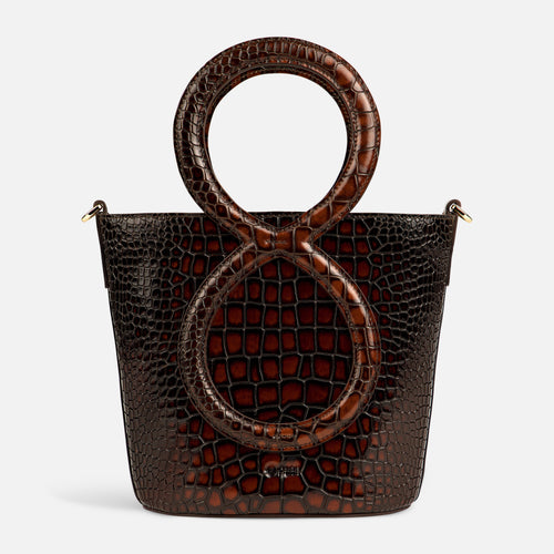 Infinity Bag - Burgundy and Brown Crocodile Embossed