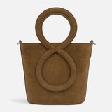 Infinity Bag - Coffee Brown Croc Embossed Suede