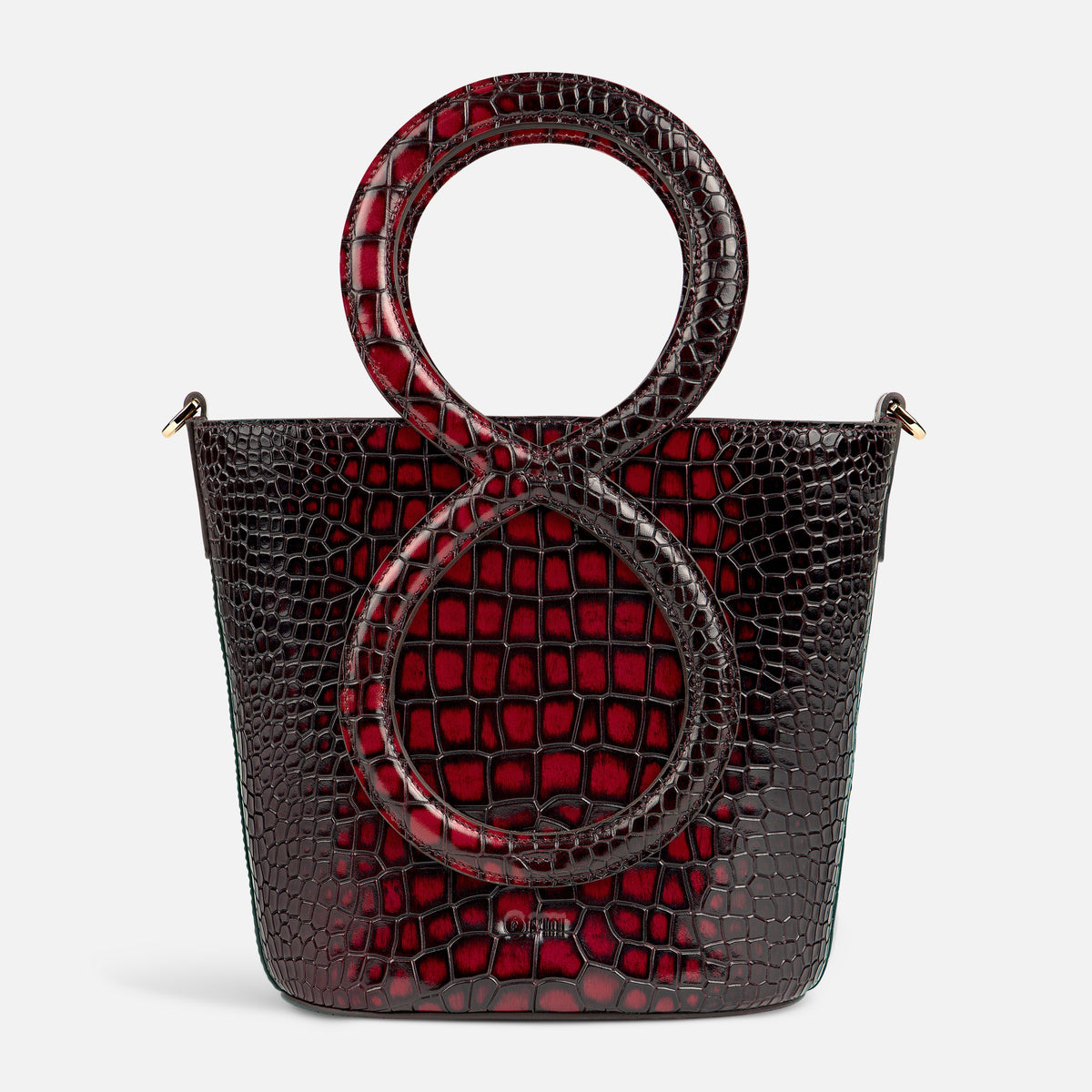 Infinity Bag - Burgundy and Black Crocodile Embossed