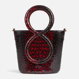 Infinity Bag - Burgundy and Black Crocodile Embossed