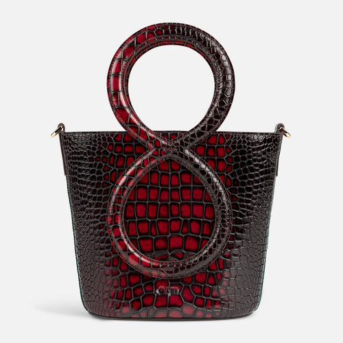 Infinity Bag - Burgundy and Black Crocodile Embossed